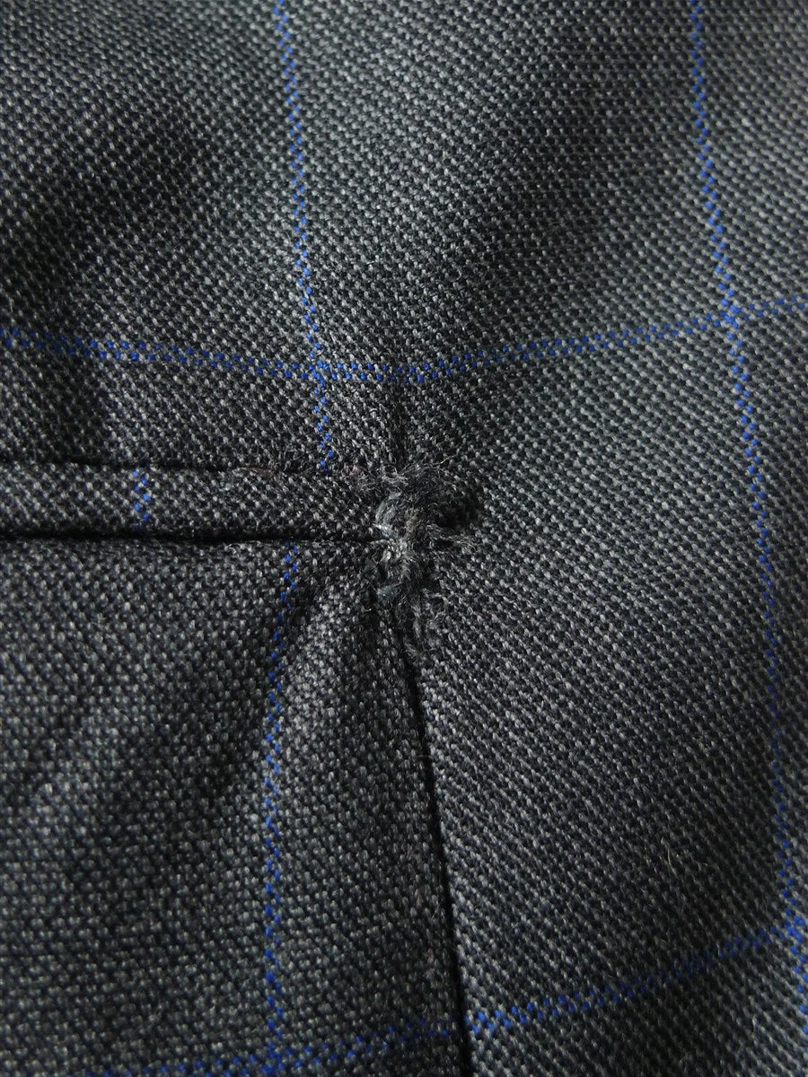 26/0115 beautiful luis herrera sevilla bespoke grey / blue wp check superfine wool suit 39 short