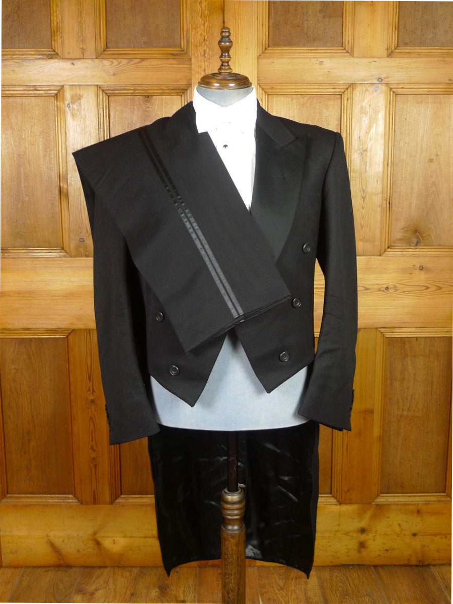 26/0116 canvassed wensum company black wool evening tailcoat & trouser suit 45-46 long