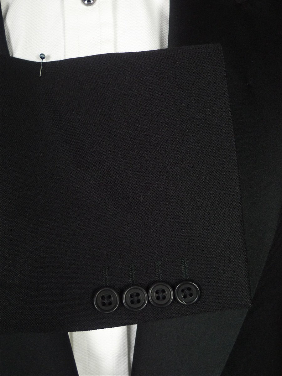 26/0116 canvassed wensum company black wool evening tailcoat & trouser suit 45-46 long
