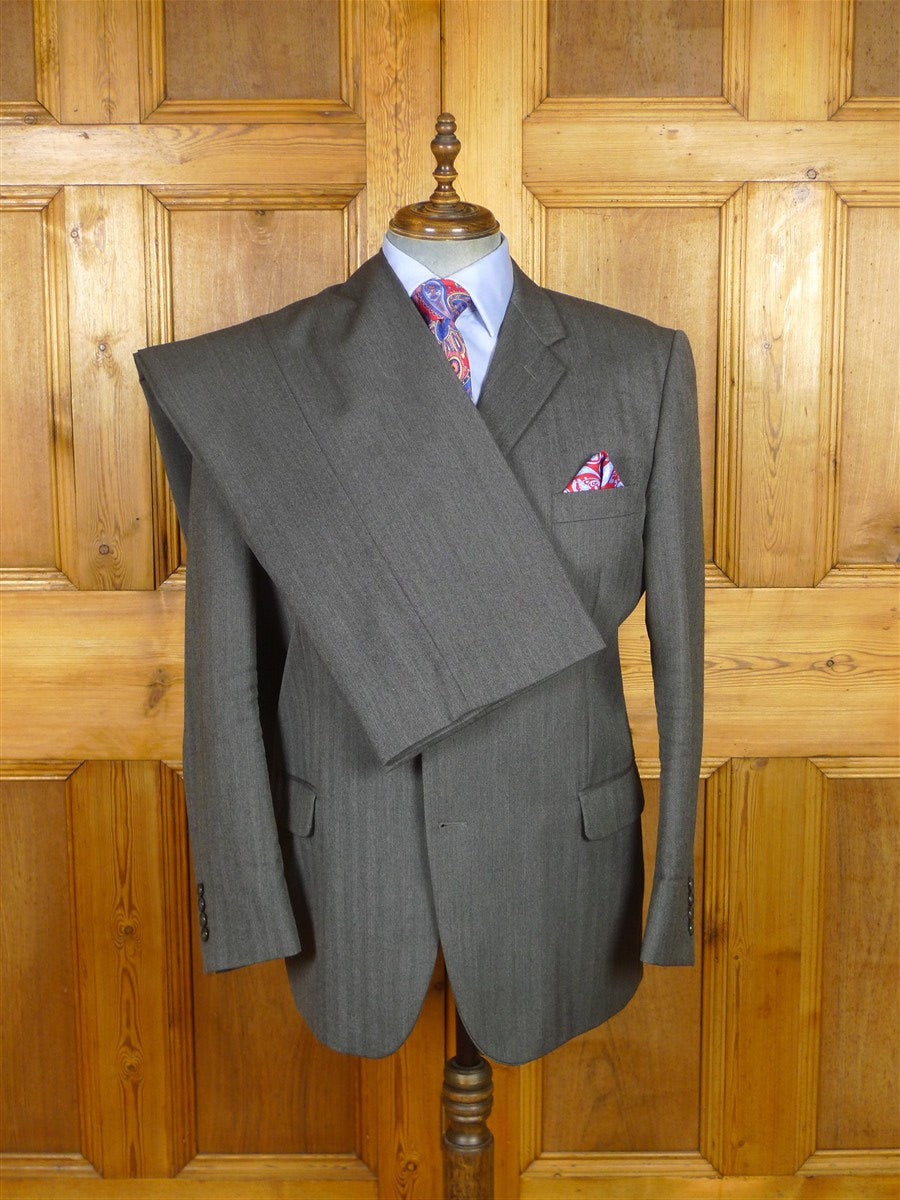 26/0119 vintage hackett london grey herringbone wool suit 46 regular