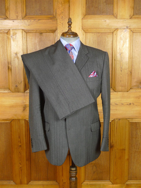 26/0119 vintage hackett london grey herringbone wool suit 46 regular