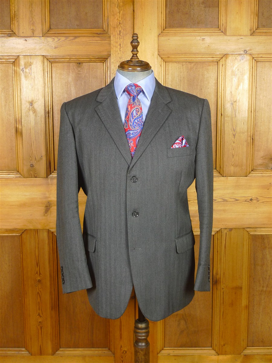 26/0119 vintage hackett london grey herringbone wool suit 46 regular