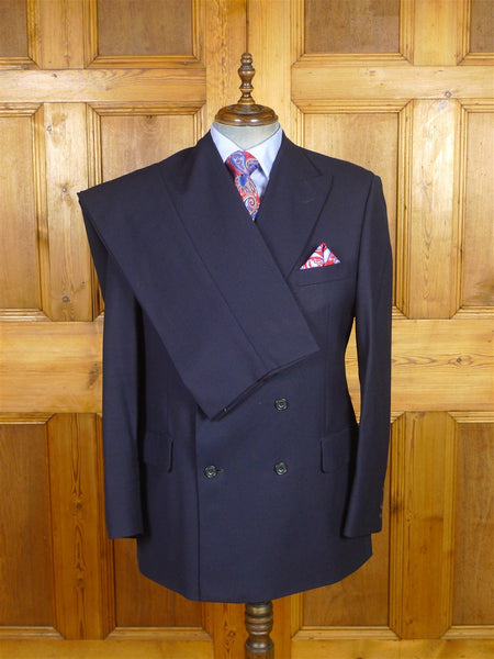 26/0120 vintage hackett london navy blue worsted super 120s d/b wool suit 44 regular