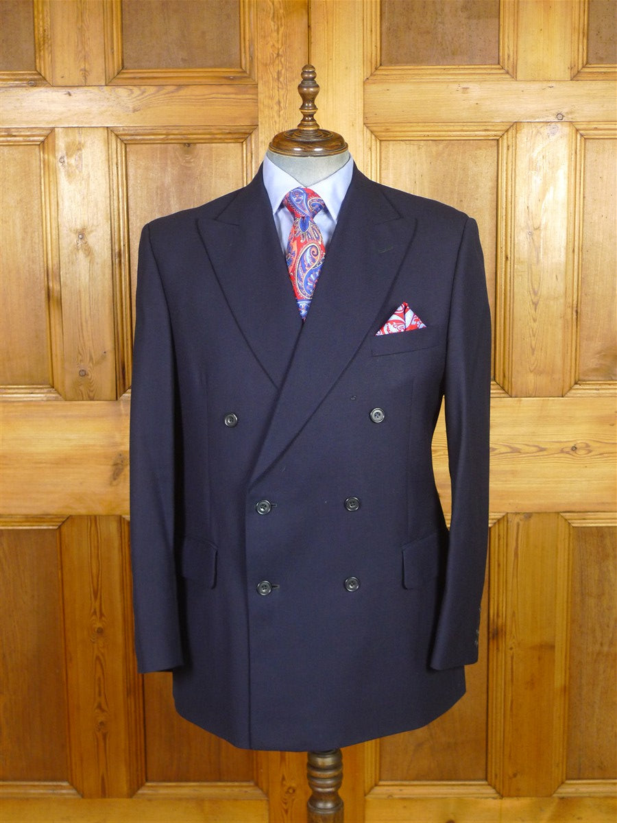 26/0120 vintage hackett london navy blue worsted super 120s d/b wool suit 44 regular