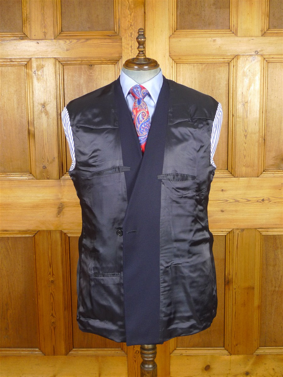 26/0120 vintage hackett london navy blue worsted super 120s d/b wool suit 44 regular