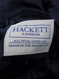 26/0120 vintage hackett london navy blue worsted super 120s d/b wool suit 44 regular