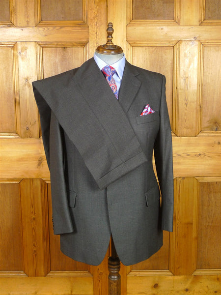 26/0121 immaculate vintage hackett london grey birds eye weave worsted wool suit 44 long