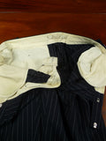 26/0122 immaculate vintage hackett london navy blue rope-stripe d/b worsted wool suit 44 long