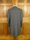 26/0134 heavyweight vintage chester barrie savile row hand tailored grey herringbone tweed overcoat 44