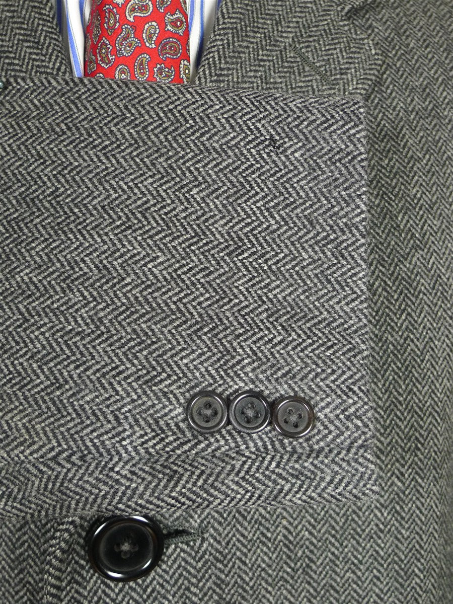 26/0134 heavyweight vintage chester barrie savile row hand tailored grey herringbone tweed overcoat 44