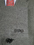 26/0134 heavyweight vintage chester barrie savile row hand tailored grey herringbone tweed overcoat 44