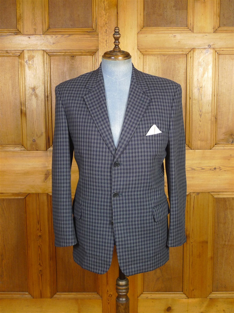 26/0127 immaculate vintage jaeger london blue check wool sports jacket blazer 42 regular