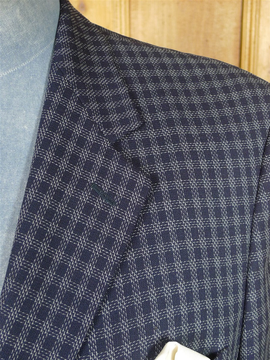 26/0127 immaculate vintage jaeger london blue check wool sports jacket blazer 42 regular