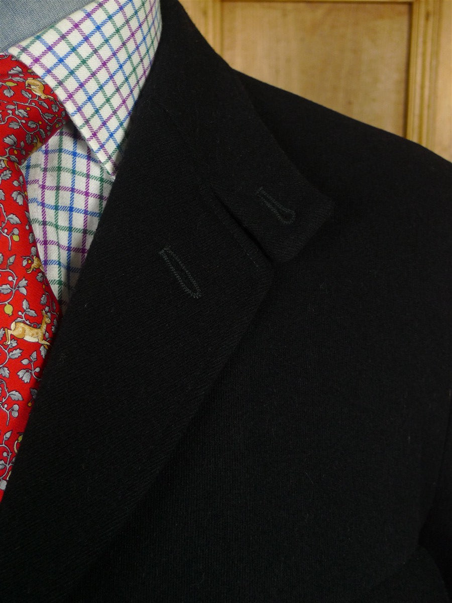 26/0111 superb stewart christie edinburgh heavyweight black cavalry twill hunting coat w/ ghillie collar 44