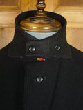 26/0111 superb stewart christie edinburgh heavyweight black cavalry twill hunting coat w/ ghillie collar 44