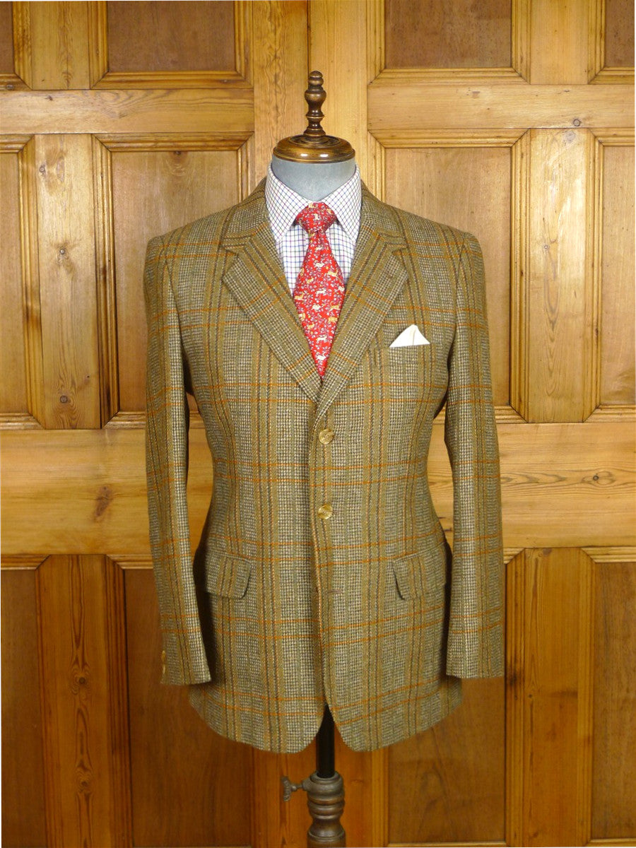 26/0131 immaculate harry hall brown / green glen check tweed sports jacket 42 short to regular