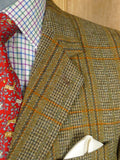 26/0131 immaculate harry hall brown / green glen check tweed sports jacket 42 short to regular