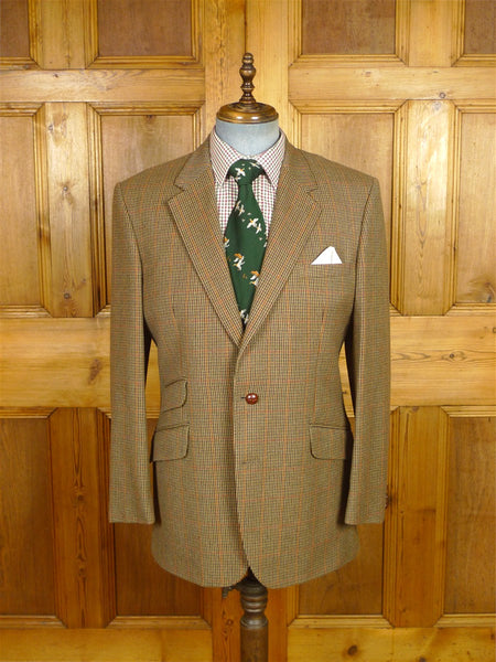26/0132 near immaculate john g hardy gun check tweed jacket w/ leather buttons 42 long