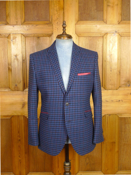 26/0129 new w/ tags chester barrie savile row blue / red check wool-mix sports jacket blazer 42 regular