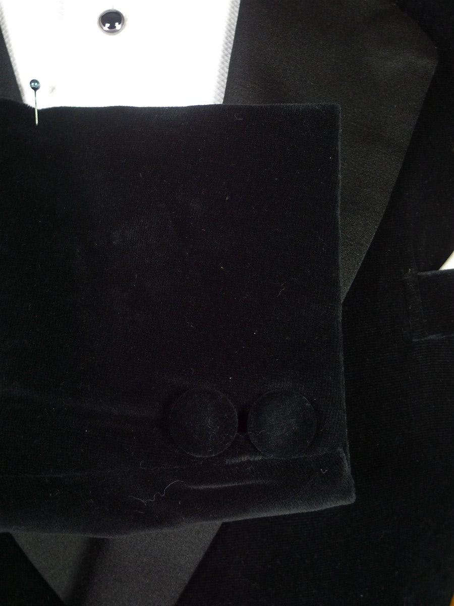 26/0124 vintage 1960s 1970s london boutique d/b velvet evening jacket w/ silk facings & red lining 36-37 regular