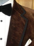 26/0125 wonderful vintage aquascutum brown velvet evening dinner jacket w/ braid trims 39 regular