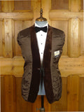 26/0125 wonderful vintage aquascutum brown velvet evening dinner jacket w/ braid trims 39 regular