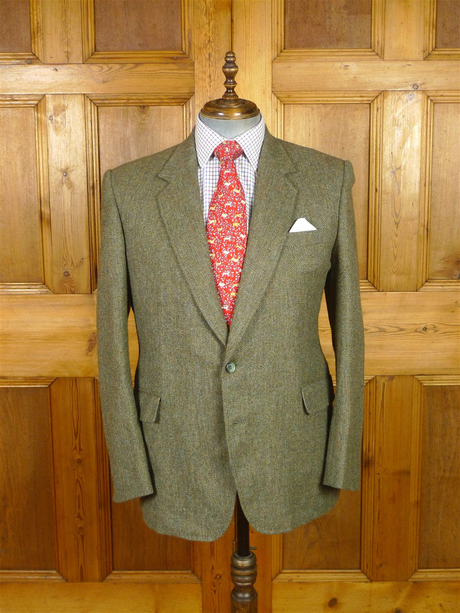26/0145 immaculate vintage bespoke tailored crombie for john g hardy heavyweight green tweed jacket 41-42 regular