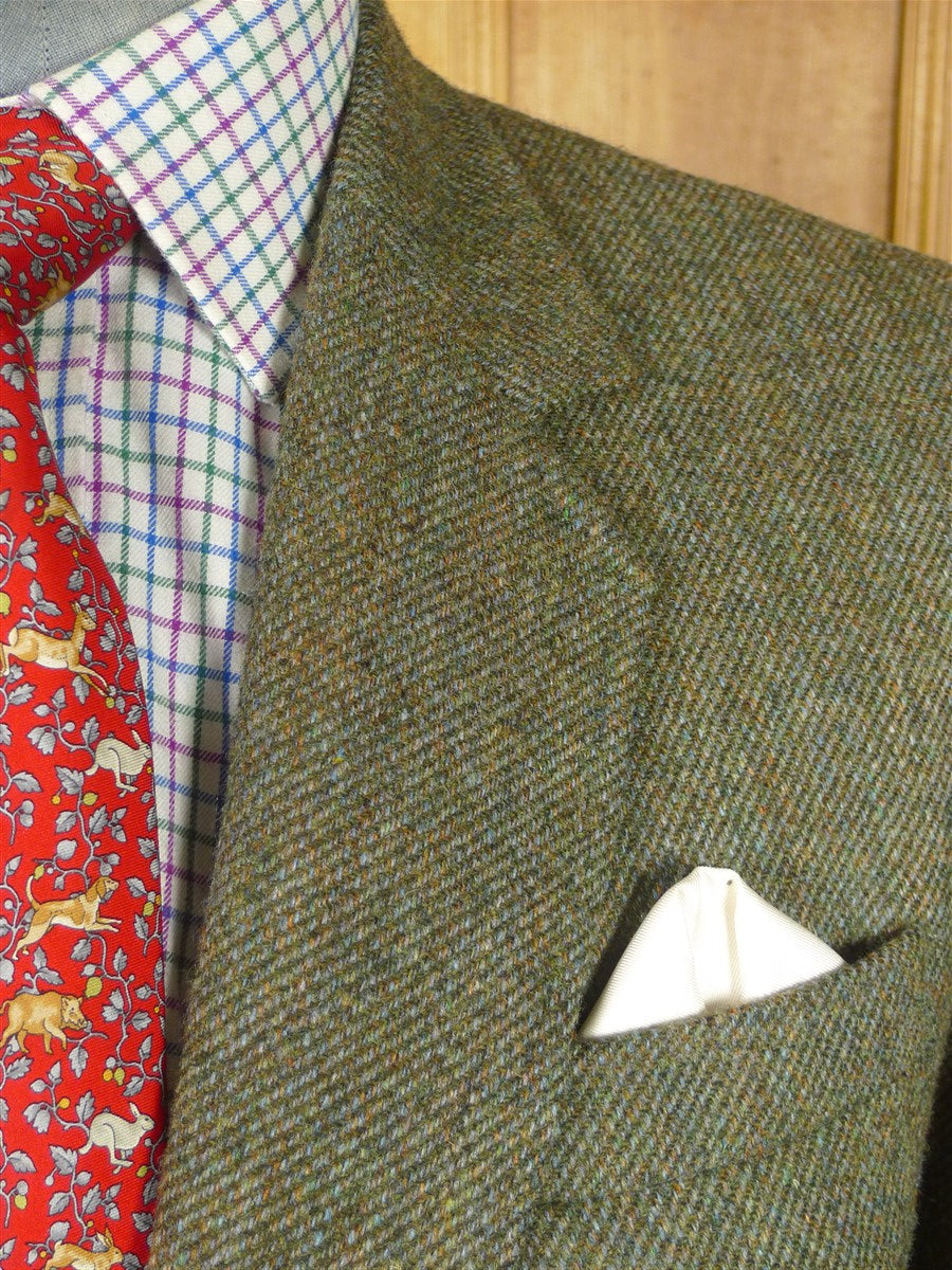 26/0145 immaculate vintage bespoke tailored crombie for john g hardy heavyweight green tweed jacket 41-42 regular