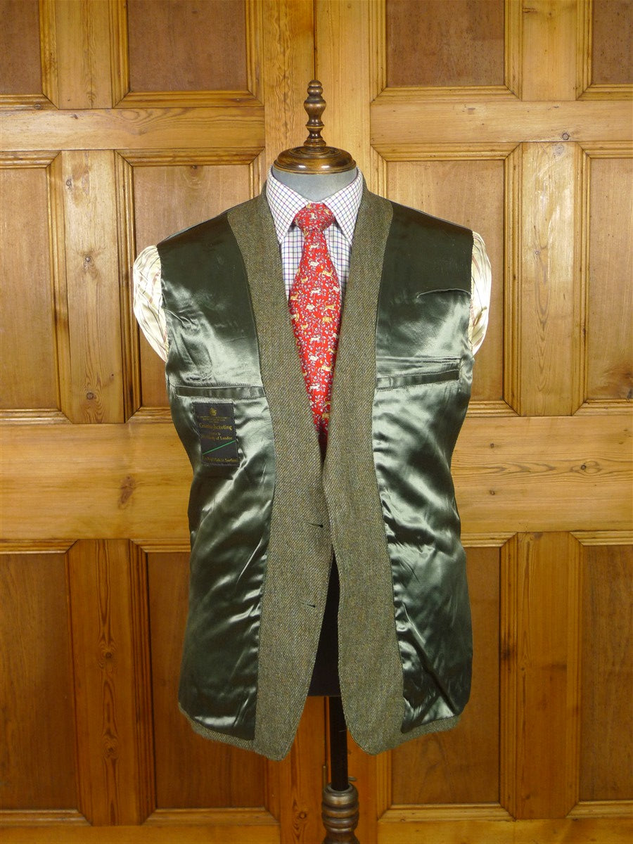 26/0145 immaculate vintage bespoke tailored crombie for john g hardy heavyweight green tweed jacket 41-42 regular