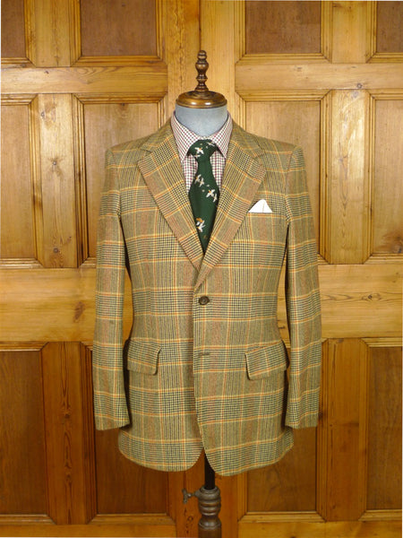 26/0141 wonderful vintage aquascutum brown glen check worsted flannel sports jacket blazer 40 regular