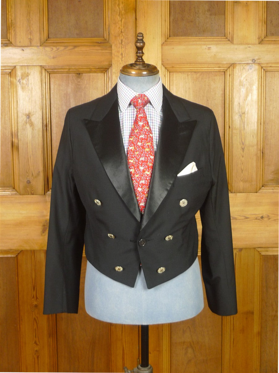 26/0146 immaculate bespoke tailored prince charlie black mohair evening jacket 39 short to regular
