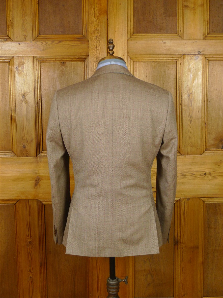 26/0137 bernard weatherill savile row rtw patch pocket brown / red wp check wool sports jacket blazer 38-39