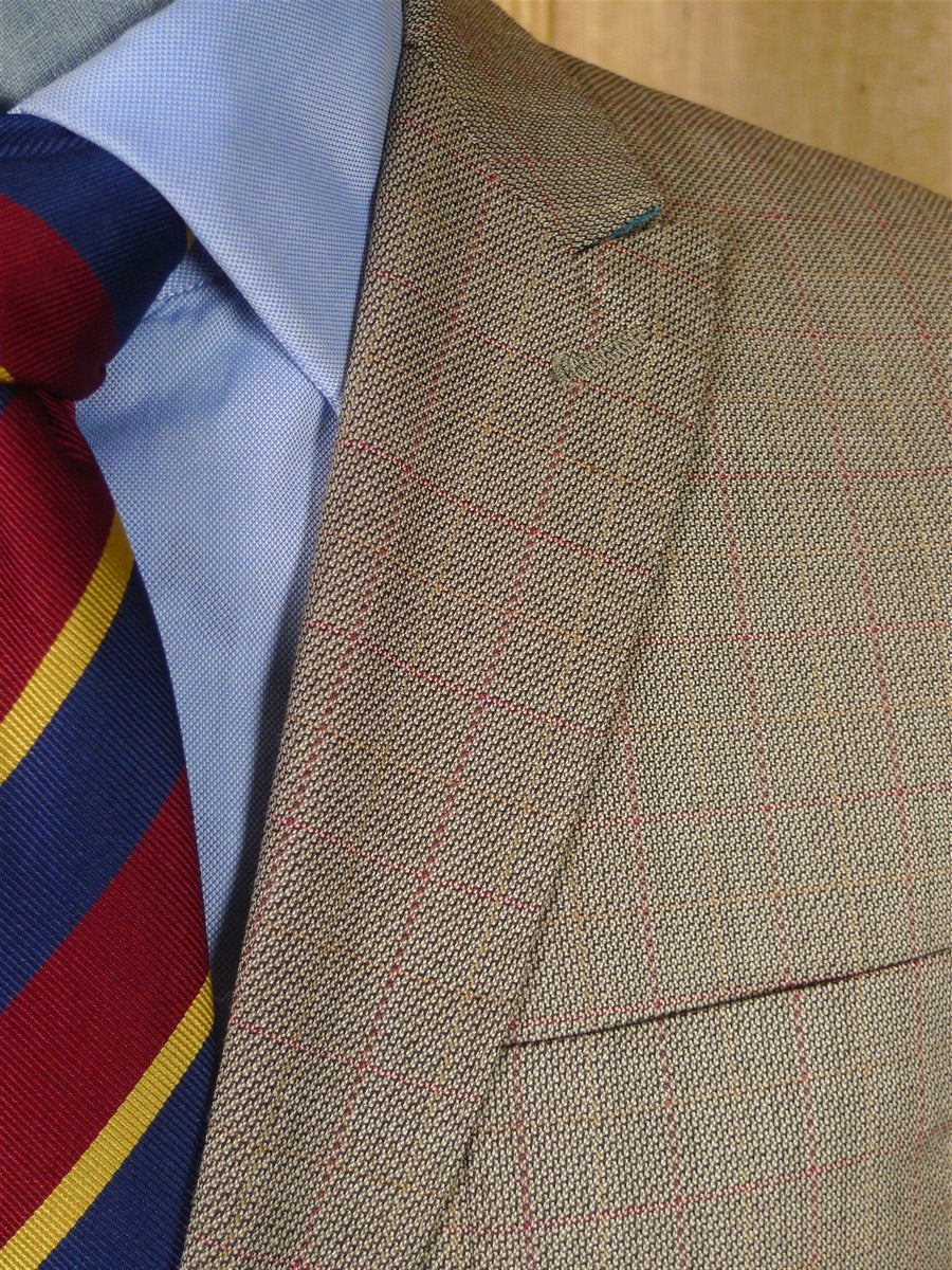 26/0137 bernard weatherill savile row rtw patch pocket brown / red wp check wool sports jacket blazer 38-39