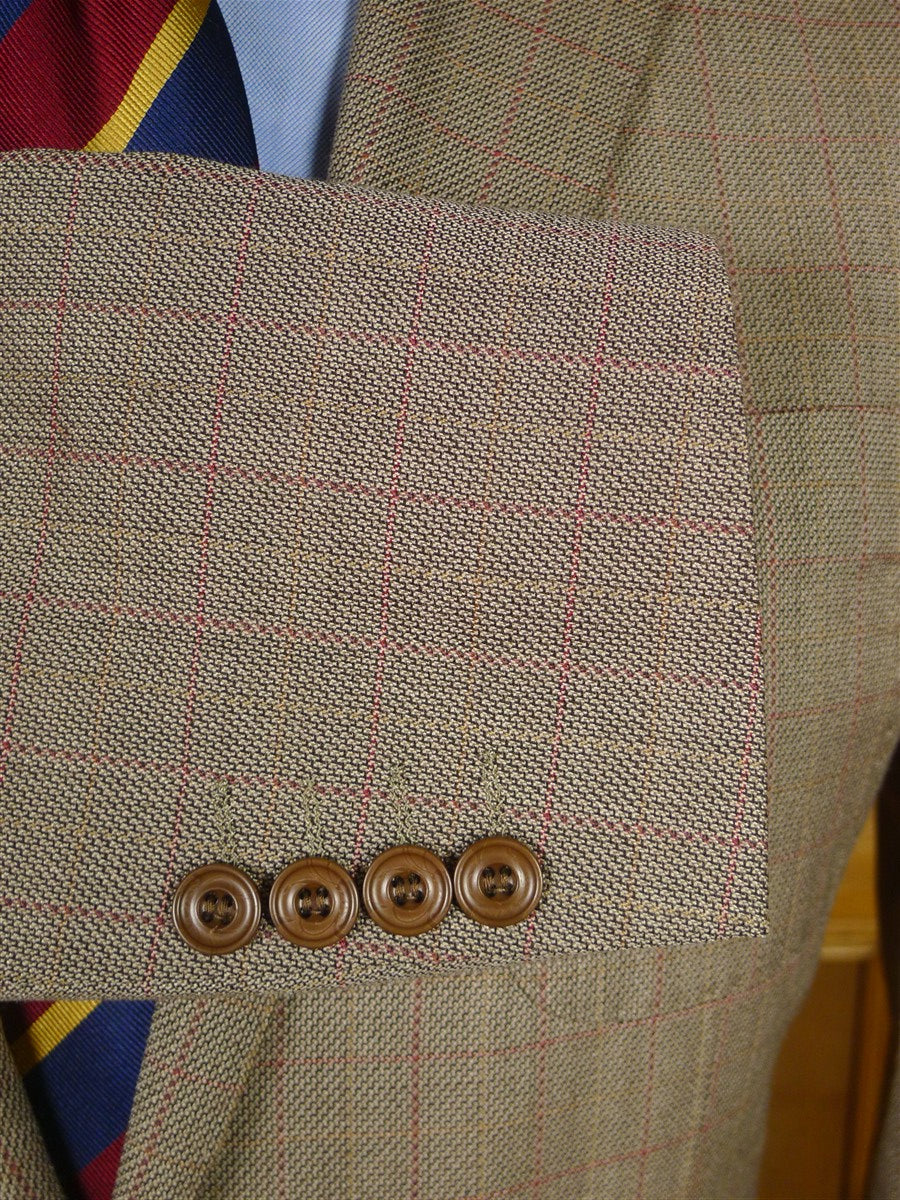 26/0137 bernard weatherill savile row rtw patch pocket brown / red wp check wool sports jacket blazer 38-39