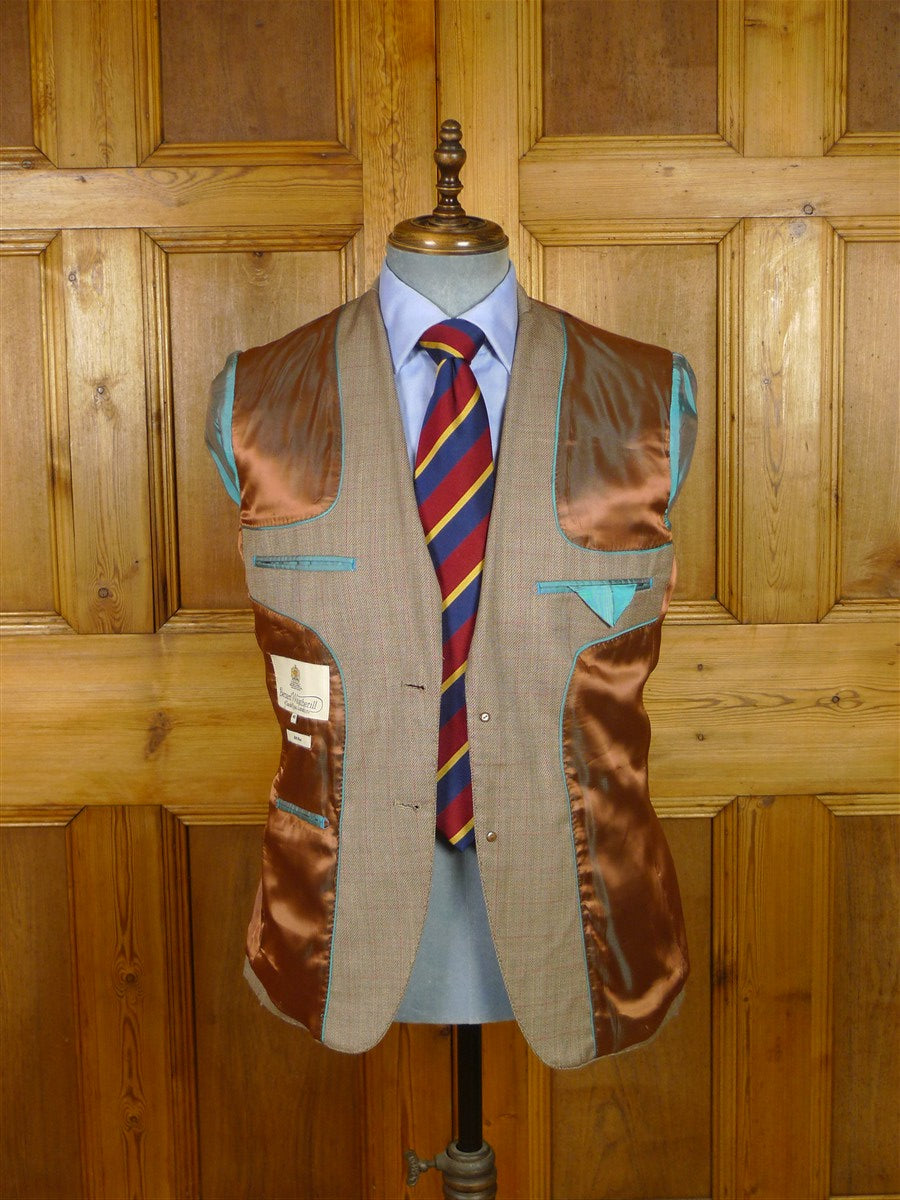 26/0137 bernard weatherill savile row rtw patch pocket brown / red wp check wool sports jacket blazer 38-39