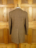 26/0139 near immaculate vintage harris tweed brown herringbone d/b pea coat overcoat 39