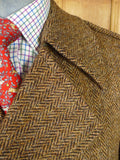 26/0139 near immaculate vintage harris tweed brown herringbone d/b pea coat overcoat 39