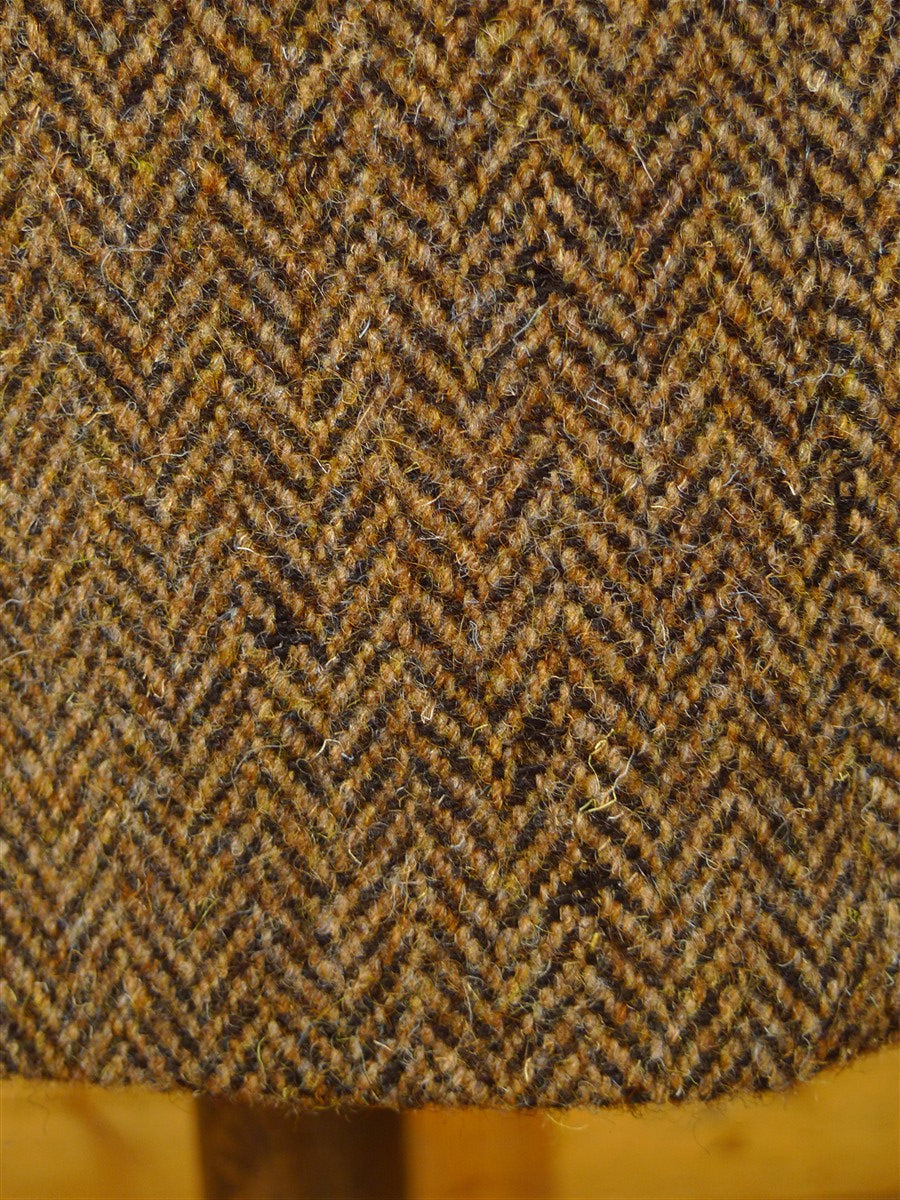 26/0139 near immaculate vintage harris tweed brown herringbone d/b pea coat overcoat 39
