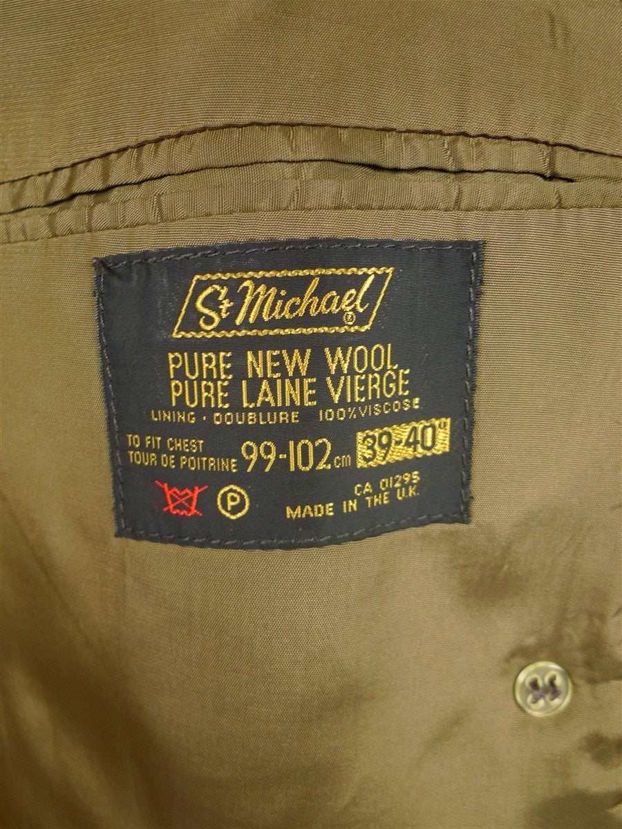 26/0139 near immaculate vintage harris tweed brown herringbone d/b pea coat overcoat 39