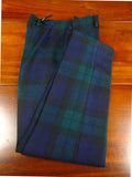 26/0140 superb vintage bespoke tailored heavyweight worsted flannel black watch tartan evening trouser 28-32