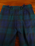 26/0140 superb vintage bespoke tailored heavyweight worsted flannel black watch tartan evening trouser 28-32
