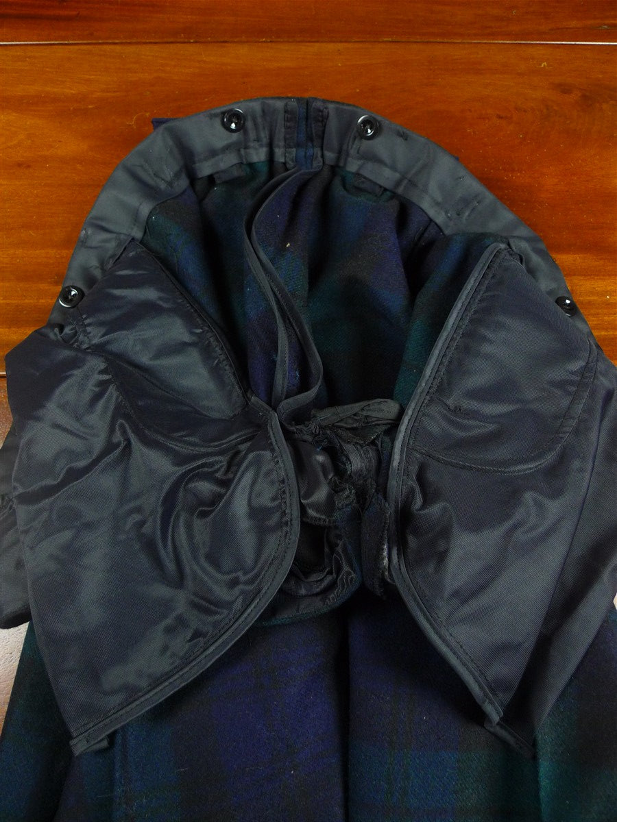 26/0140 superb vintage bespoke tailored heavyweight worsted flannel black watch tartan evening trouser 28-32