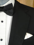 26/0148 vintage 1970s 1980s black mohair dinner jacket w/ grosgrain silk facings 40 long