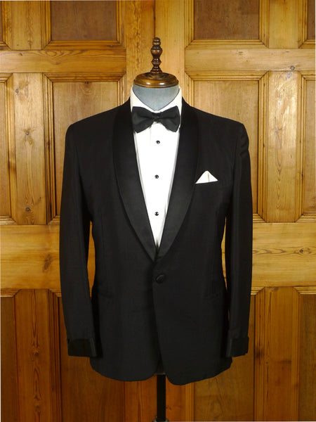 26/0149 immaculate vintage 1960s black mohair dinner jacket w/ silk shawl lapel & contrast linings 39 short