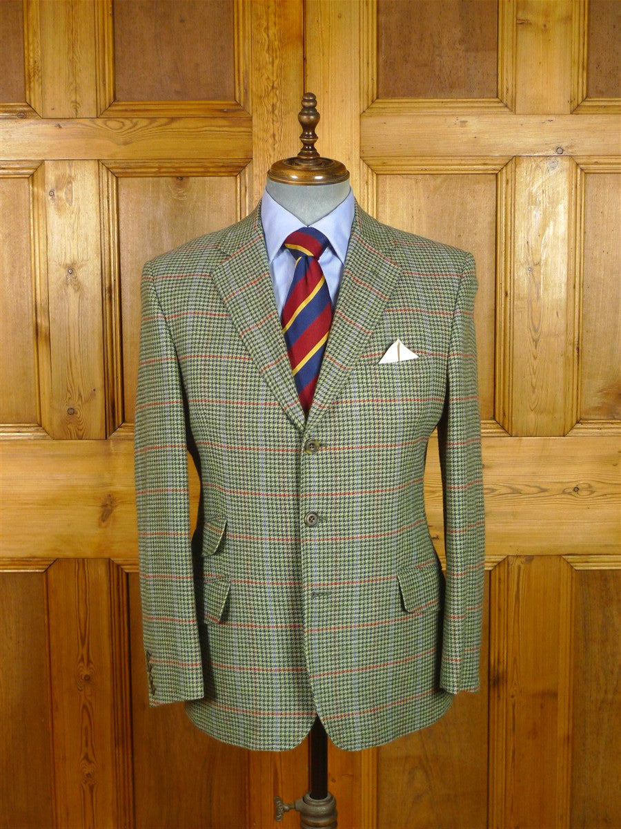 26/0154 near immaculate vintage hackett london green gun check pure cashmere sports jacket blazer 39 short