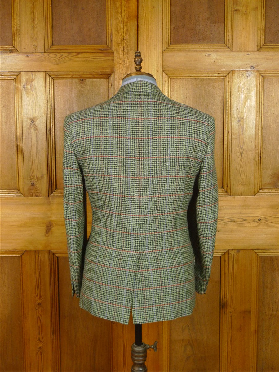 26/0154 near immaculate vintage hackett london green gun check pure cashmere sports jacket blazer 39 short