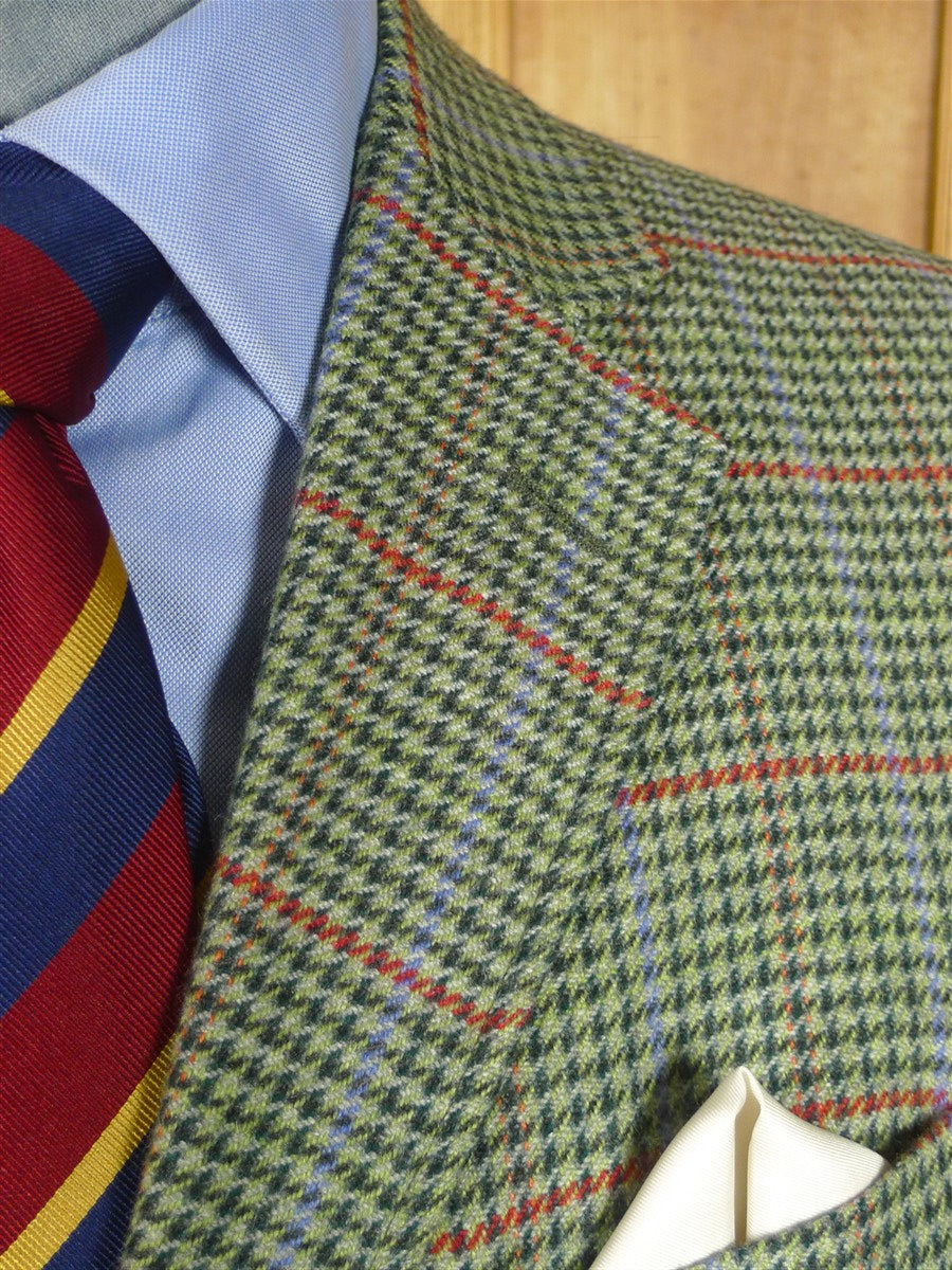 26/0154 near immaculate vintage hackett london green gun check pure cashmere sports jacket blazer 39 short