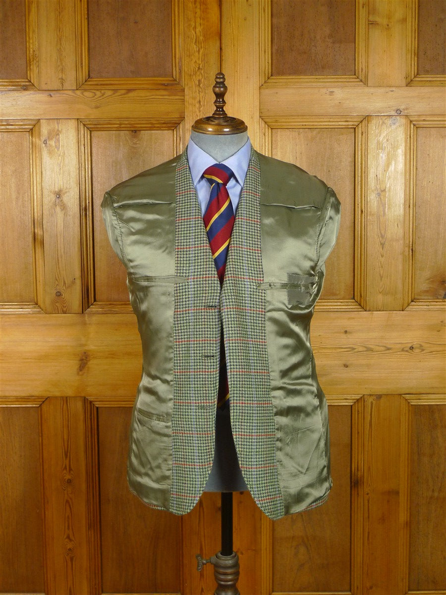 26/0154 near immaculate vintage hackett london green gun check pure cashmere sports jacket blazer 39 short