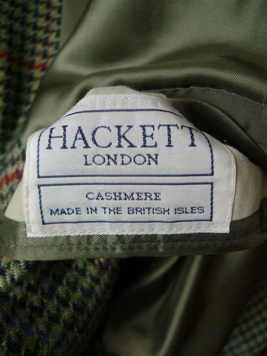 26/0154 near immaculate vintage hackett london green gun check pure cashmere sports jacket blazer 39 short