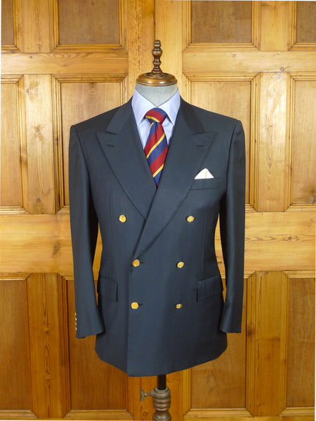26/0158 vintage brioni navy blue d/b fine wool blazer w/ gold buttons & stripe linings 40 short
